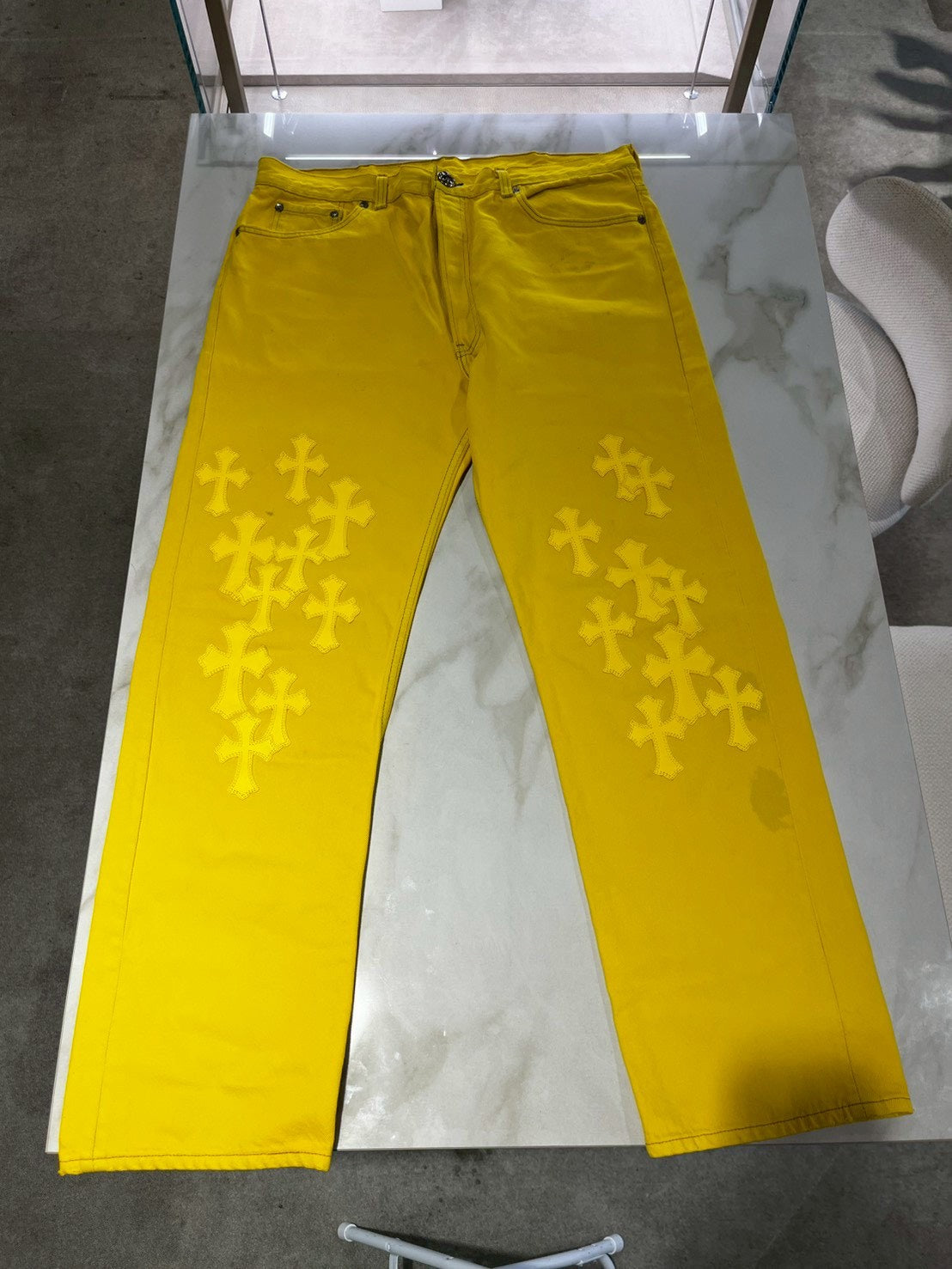 Chrome Hearts Yellow Cross Patch Jeans