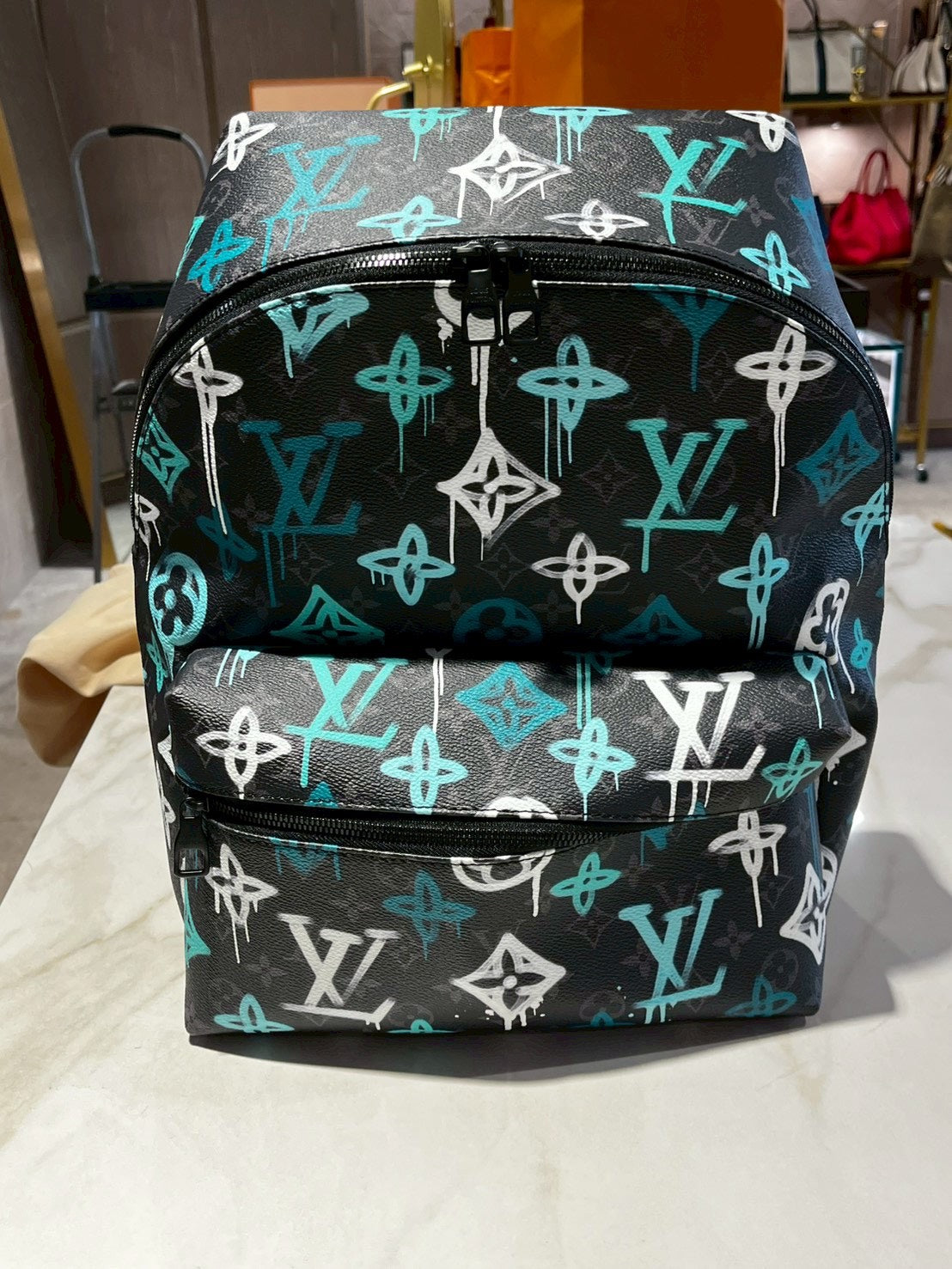 LV Monogram Eclipse LV Graffiti Discovery Backpack Green